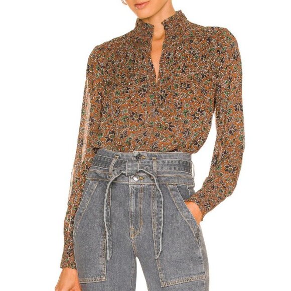 Veronica Beard Minte Blouse Size 0 Floral Print Top Sheer No Lining - Picture 1 of 12